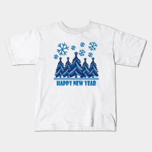 Happy New Year 2024 Tree Snowflakes Kids T-Shirt